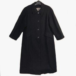 Vtg Marvin Richards Wool Cashmere Overcoat Size 12 Petite Black Classic Coat